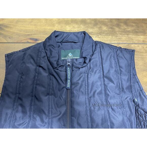 MOUNTAIN HORSE Quilted Vest Size Large Blue Horse Riding Schooling Show Warm - Picture 2 of 11